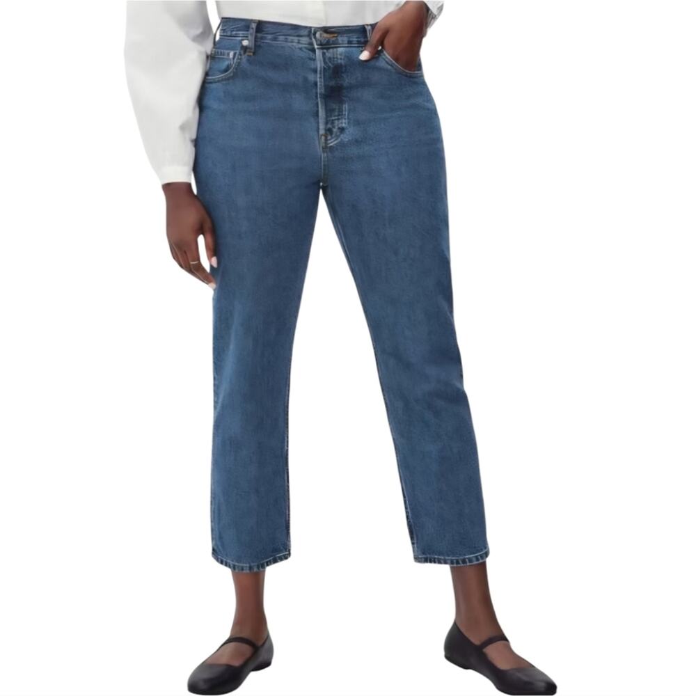 Everlane The‎ Curvy 90's Cheeky Straight Crop Jeans Medium Blue Wash Size 29